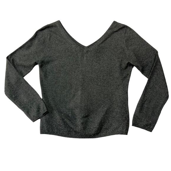 Duemila Sweater Top Womens M Silk Cashmere Front Back V-neck Long Sleeve - Picture 1 of 9
